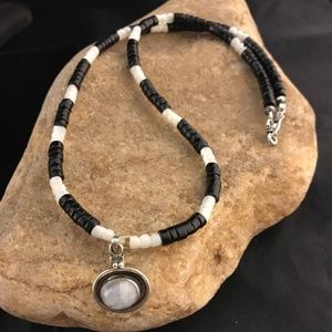 Design MOP Black Onyx Sterling Necklace Pendant
